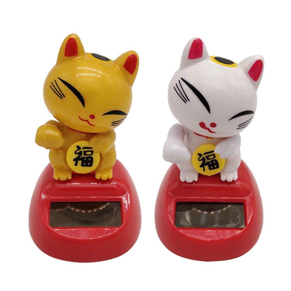 Car Ornament Shaking Head Swing Doll Dancing Lucky Cat Figure Solar Toys Lucky Cat Model Toys
