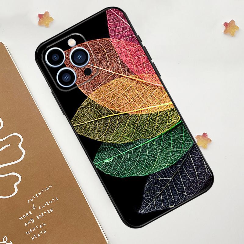 Красочный чехол с листьями для iPhone 17 Pro Max 14 13 12 11 15 16 Pro Max mini 16 Plus 16e 17 Air Funda