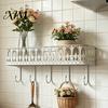 Wall Mounted Storage Rack Floating Shelves, Metal Shelf with 5 Hooks, Key Holder Rustic Plant Stand Mail Organizer, for Entryway Living Room