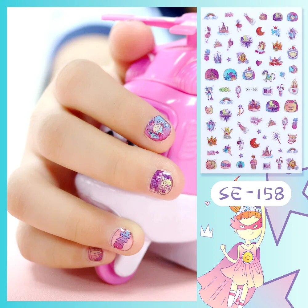Новые детские наклейки для ногтей принцессы с героями мультфильмов, блестящие разноцветные цветы, наклейка «сделай сам», детская игрушка, каваи, украшения для девочек