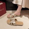 Высококлассные модные шлепанцы женская верхняя одежда 2025 лето новые нескользящие плоская подошва перекрестные пляжные сандалии