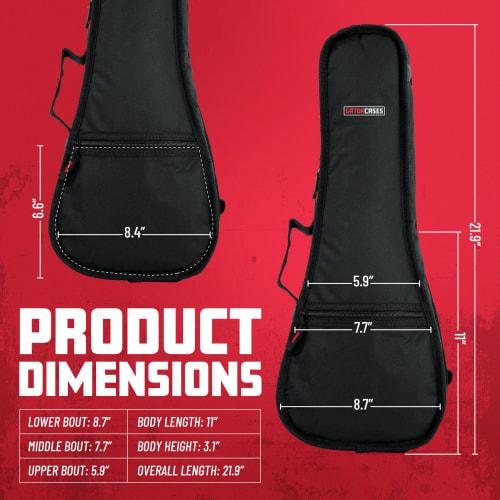 GATOR GBE Series Ukulele Gig Bag, Black, Nylon, GBE-UKE-SOP (Soprano Size)