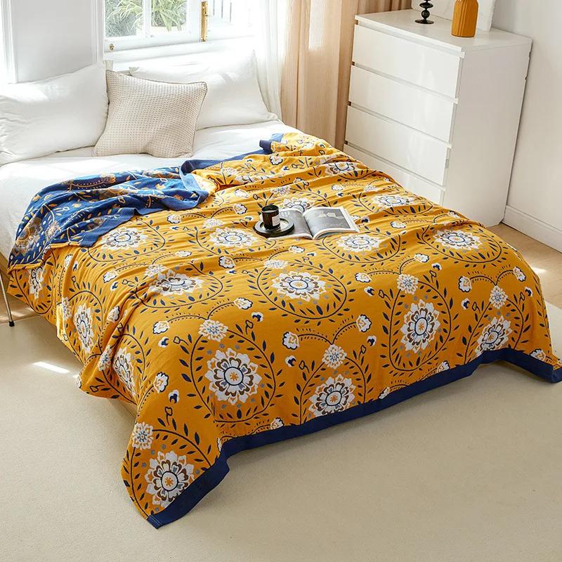 European Leisure Blanket for Beds Luxury Home Textile 100% Cotton Gauze Air-conditioning Blanket Bed Cover Soft Sheet Cool Quilt