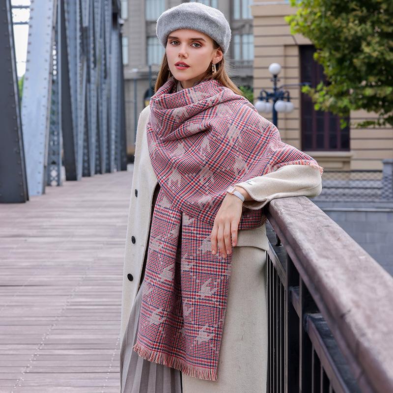 Fashion New Houndstooth Scarf for Women In Autumn and Winter Fashionable Printed Warm Scarf and Shawl for Women