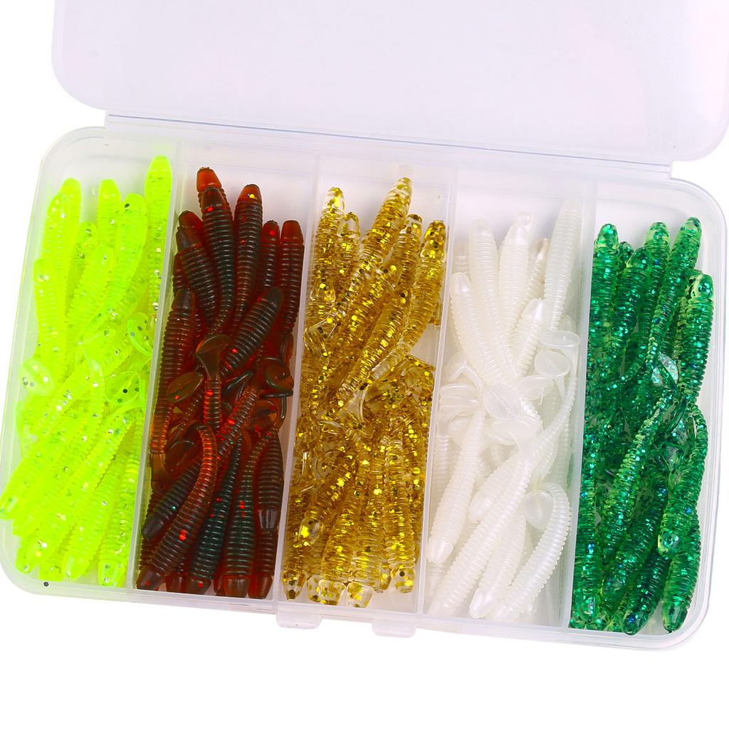 150 шт./коробка мягкая приманка коробка набор мягкий Т-образный хвост силиконовая искусственная приманка блестки для краппи шиадс приманки мини