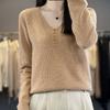Осенне-зимний новый женский трикотажный свитер с длинным рукавом и V-образным вырезом, свободный и тонкий, большого размера, для ношения под низ, для дома и улицы