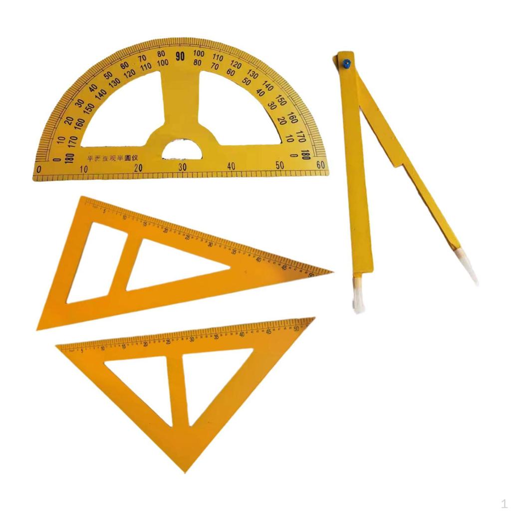 4 Pack Geometry Set for Whiteboard, Math Tools, Ruler And Compass Engineering School Use