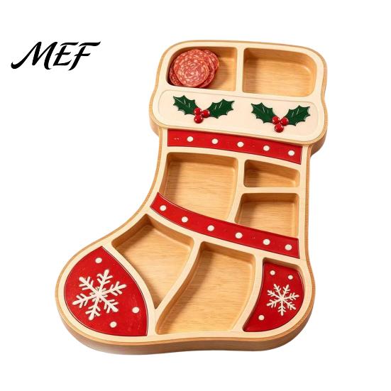 Serving Plates for Cookies Nuts Christmas Snack Tray, Divided Holiday Appetizer Platter, Cute Snowman/Tree/Penguin/Cow Shaped Seasonal Party