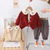 Qizlar uchun moda gulli kamonli uch qismli to'plam - 2025 bahor/kuz
