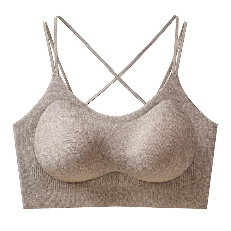 Spring seamless ice silk suspender underwear thin shoulder strap cross beautiful back breathable no steel rim comfortable vest