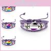 Colorful Distinctive And Rainbow Flag Time Gemstone Purple Leather Bracelet