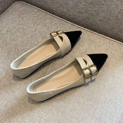 Xiaoxiangfeng туфли-лодочки с острым носком на плоской подошве женские 2025 весна новая французский темперамент универсальные туфли Doudou неглубокие на мягкой подошве одинарные туфли