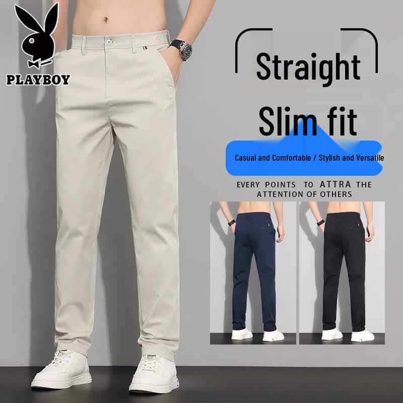 PLAYBOY Мужские легкие охлаждающие брюки прямого кроя в стиле business casual