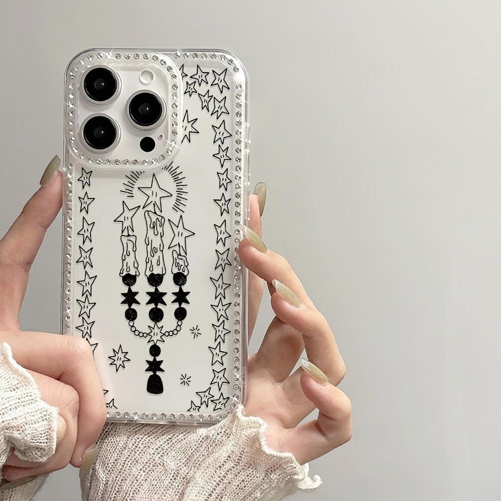 Чехол-браслет с цепочкой для iPhone 17 16 15 13 14, Air 17 12 14 16 Pro 17 14 16 Pro Max, с милым узором в виде сверкающих бриллиантов и ремешком.