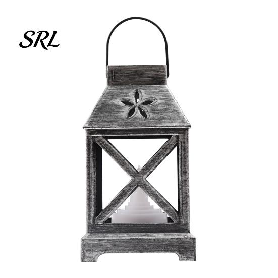 Plastic Retro Lantern Decorative with LED Candle, Battery Operated Flickering Flame Lamp, Vintage Christmas Atmosphere Decor Hanging Lanterns,