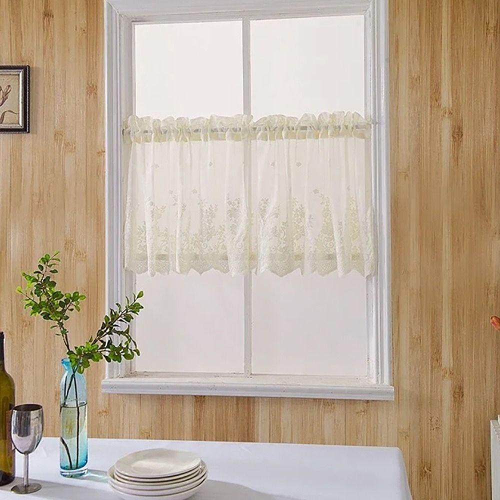 1Pcs Jacquard Coffee Short Curtain Modern Lace Small Curtain New Window Curtain Home Decor