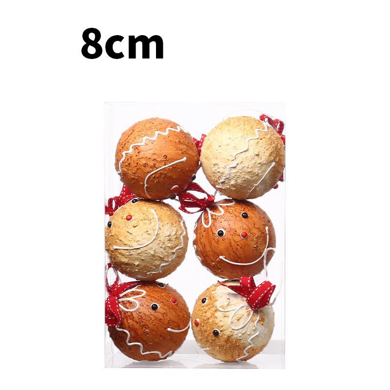 Set of 6 Warm Brown Cookie Christmas Ball Tree Hanging Ornaments Retro 8cm Foam Balls for Tree Decor New Year Winter 2026