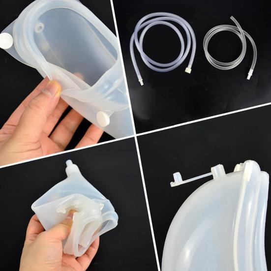 Wearable Urine Collector with 2 Drainage Bags Silicone Catching Capsule Breathable Fixation Pants for Elderly Patients