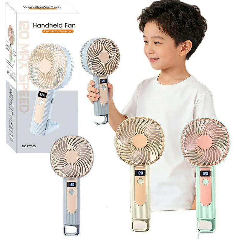 Mini Fan Digital Display Turbo Fan Portable Handheld Mini Fan Outdoor Adjustable High-Speed Electric Fan USB Rechargeable Fan