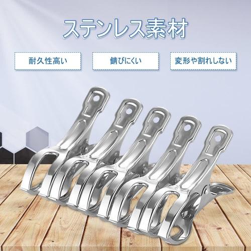HUAZONTOM Stainless Steel Clothespins, Futon Clips, Set of 10 (Large Size), Strong, Windproof Clothespins for Hangers, Pole Clips, Clothes Drying Pegs