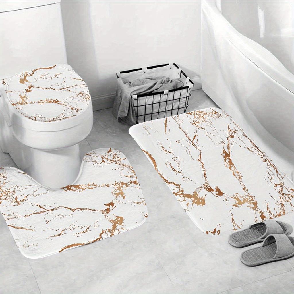 1/4 шт. Белый мраморный водонепроницаемый комплект занавесок для душа, декоративный набор для ванной комнаты, нескользящий коврик для унитаза, коврик для ванной и 12 крючков