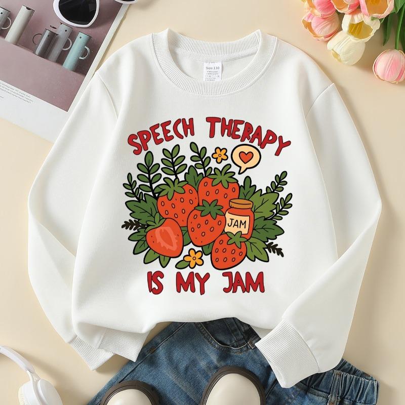 Kids Crewneck Sweatshirt, "Relax Is My Jam" Speech Bubble Letter Print, Spring Autumn Casual Sport Tops