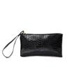 Черный клатч-кошелек унисекс с крокодиловым узором – модный и компактный