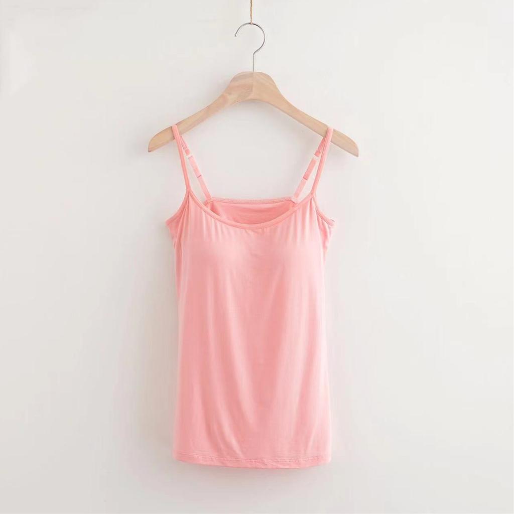 Women's Sexy Soft Cozy Camisole with Built In Bra Adjustable Shoulder Strap Vest Tank Tops