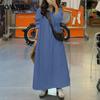 Plus Size Women's Dress Temperament Elegant Fashion Neutral Style Long Sleeve Lapel Cardigan Solid Colour Long Denim Dresses