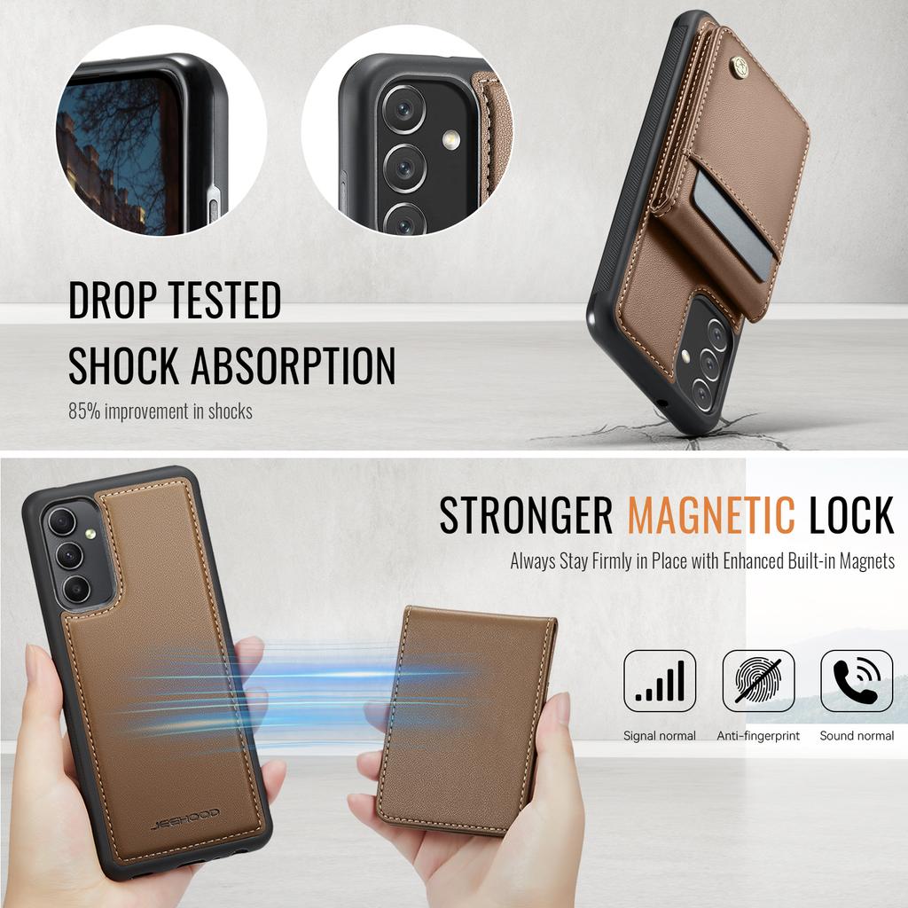 Кожаная задняя крышка для Samsung Galaxy A34 5G, совместимая с MagSafe, чехол для телефона JEEHOOD J06 с карманом для карт, блокировка RFID
