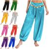 Womens Belly Dance Pants Low Waist Sequins Loose Harem Pants Baggy Design Halloween Arabian Performance Costume