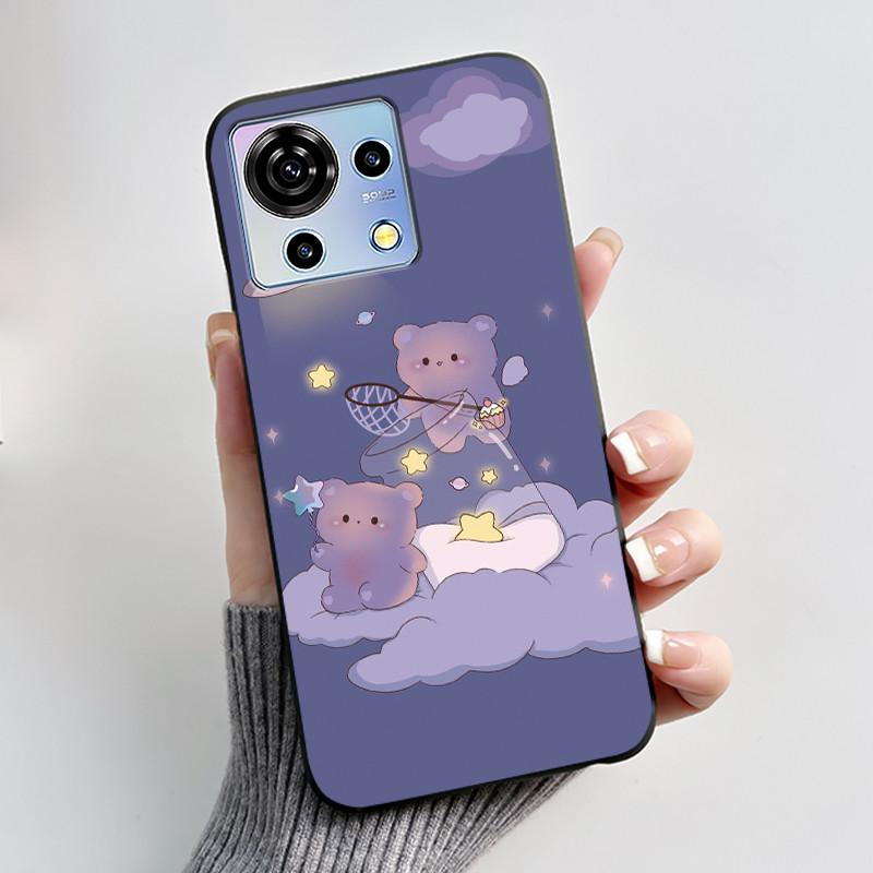 Милый Мультяшный Чехол Для ZTE Blade V50 Vita 4G Печатный Корпус Защитная Крышка Мягкий Силикон Черный Корпус