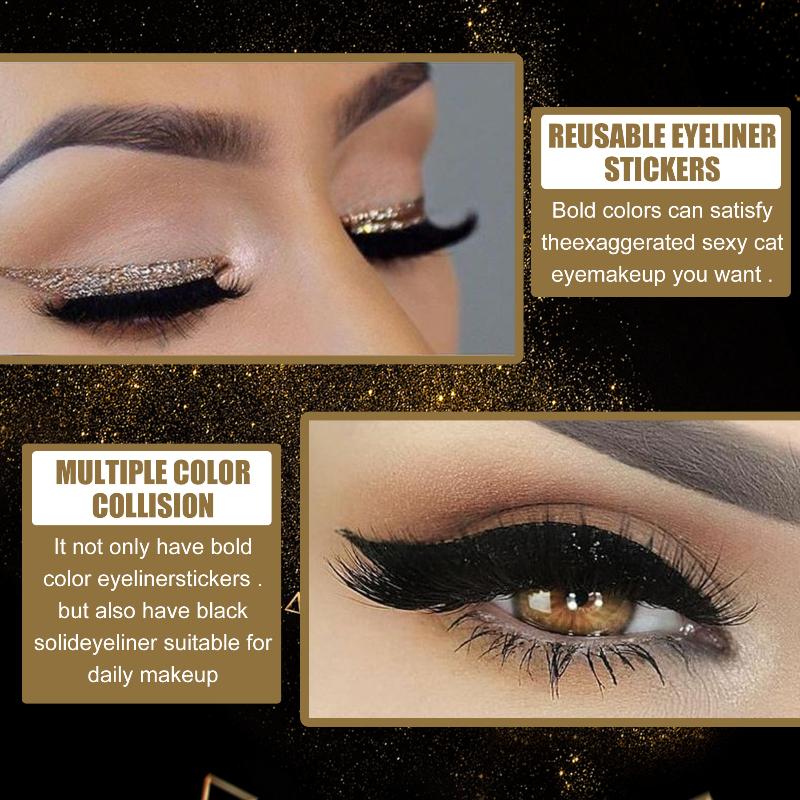 2 in Self Adhesive Eyeliner Eyelash Stickers Glitter Shiny Waterproof Long Lasting Patch for Party Cosplay Makeup