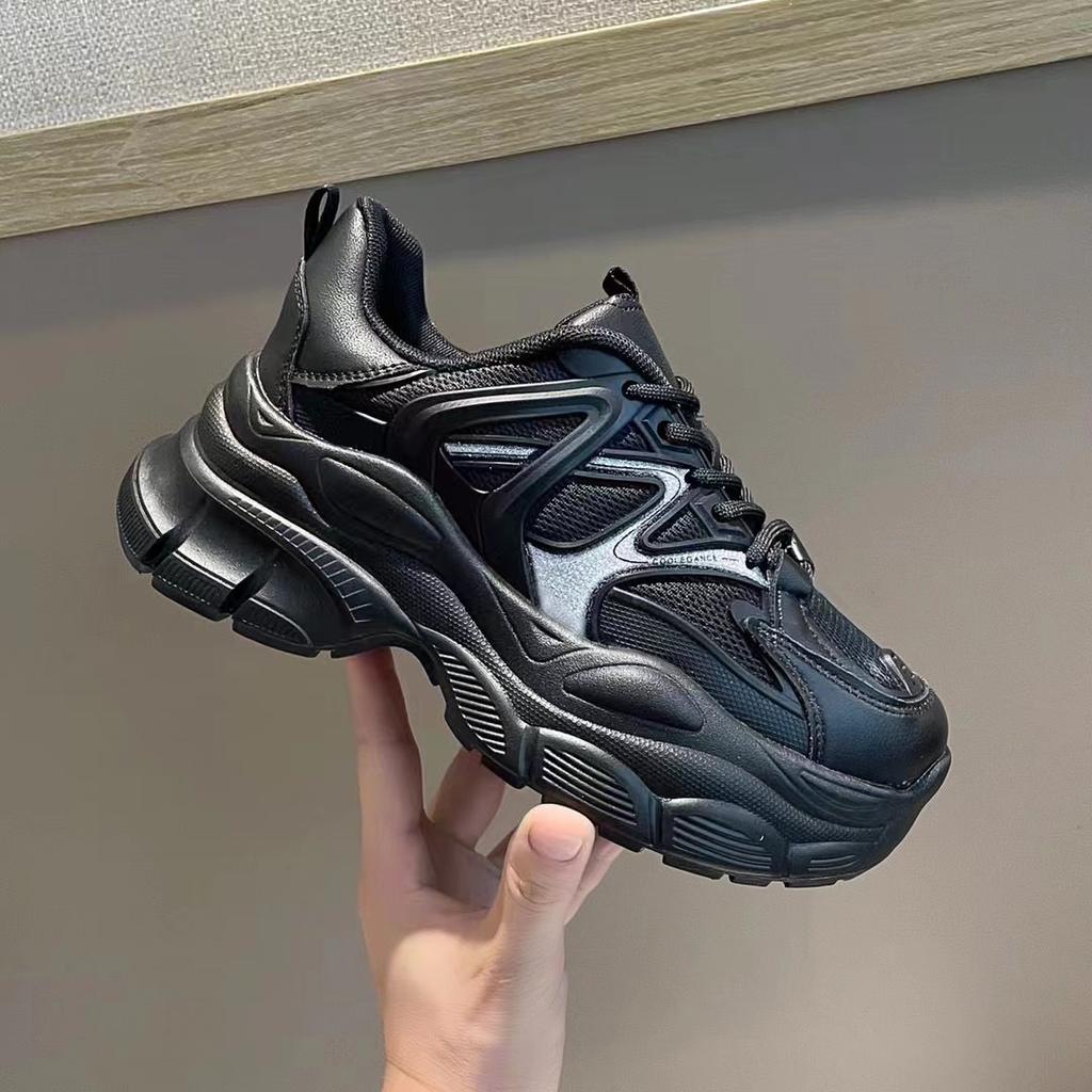 Fashion and Casual Dad Shoes for Women 2024 New Autumn Simple and Versatile Style Sports Shoes Thick Sole Elevated Single Shoes