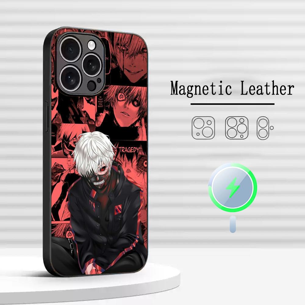 Pop Hot Tokyo Ghoul anime pattern Phone Case For iPhone 17 16 15 14 13 12 Plus Pro Max High-end Luxury Magsafe Sheepskin