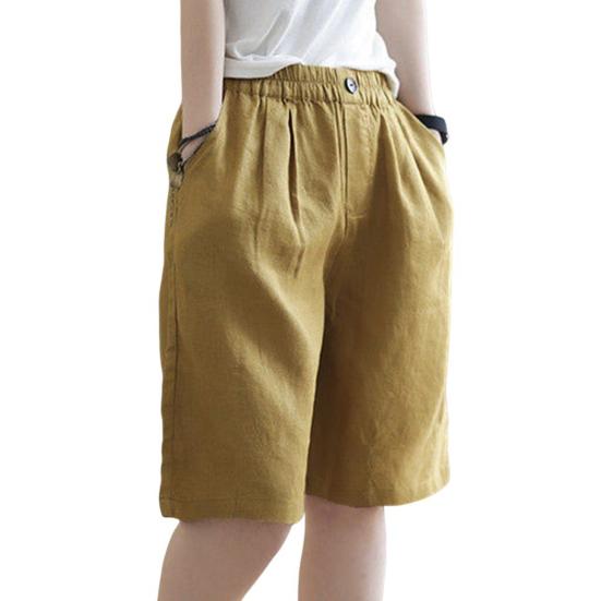 Женские шорты с широкими штанинами и эластичным поясом, повседневные брюки, однотонные, свободного кроя