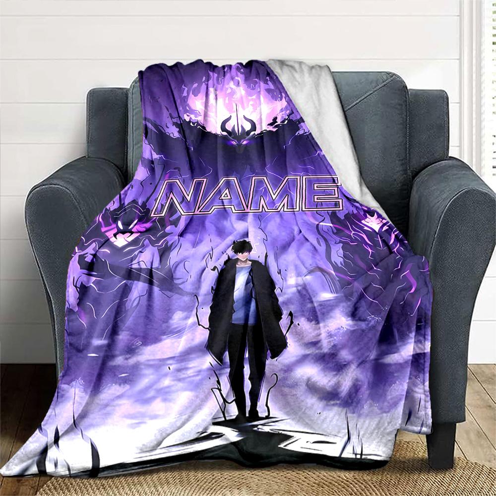 Customiz Name Personality Solo Leveling Blanket Soft &Warm Sofa Office Bed Travel Lunch Break Blanket, Gift Suitable All Seasons