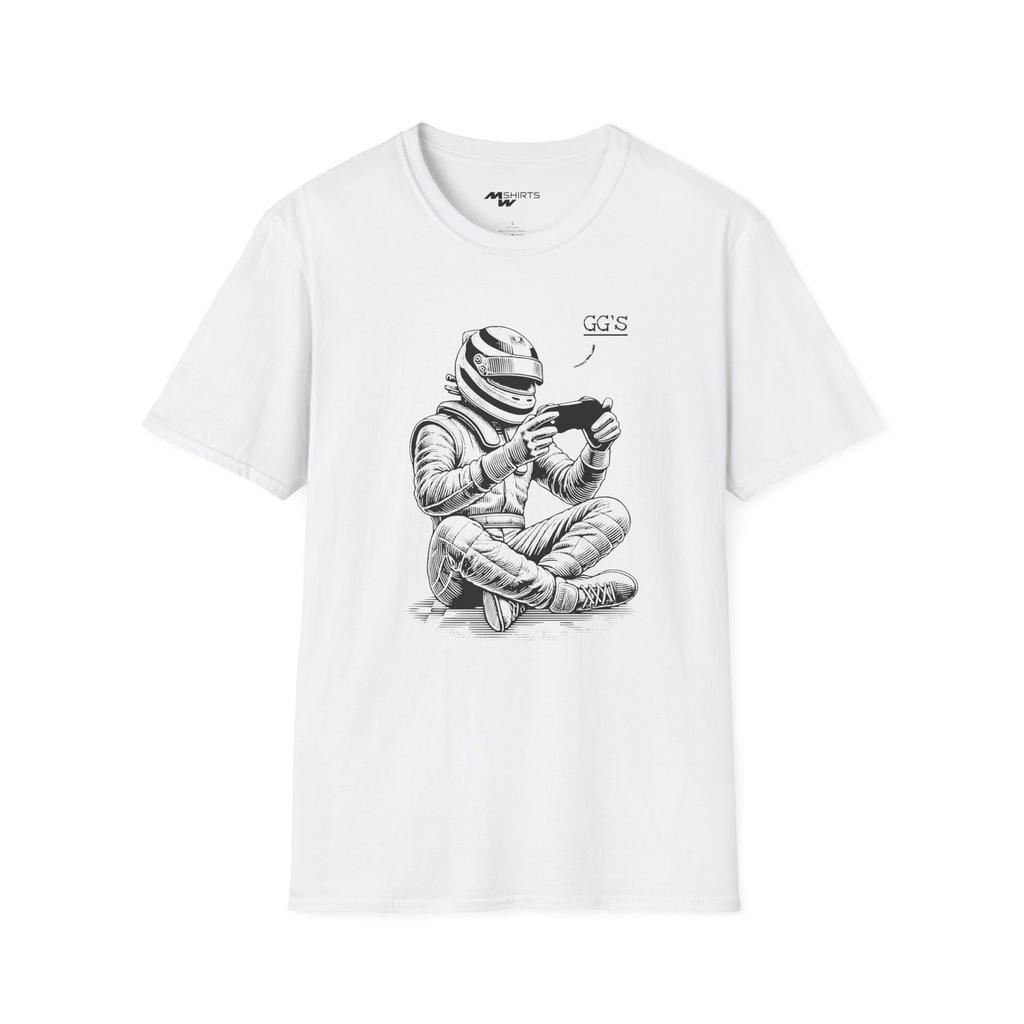 Race Car Driver Gamer T-Shirt: Copper Engraving Style