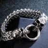 Gothic Double Skull Man Bracelet for Men In Stainless Steel Link Chain Men's Charm Bracelets Steampunk Skeleton Jewellery Guests Gifts