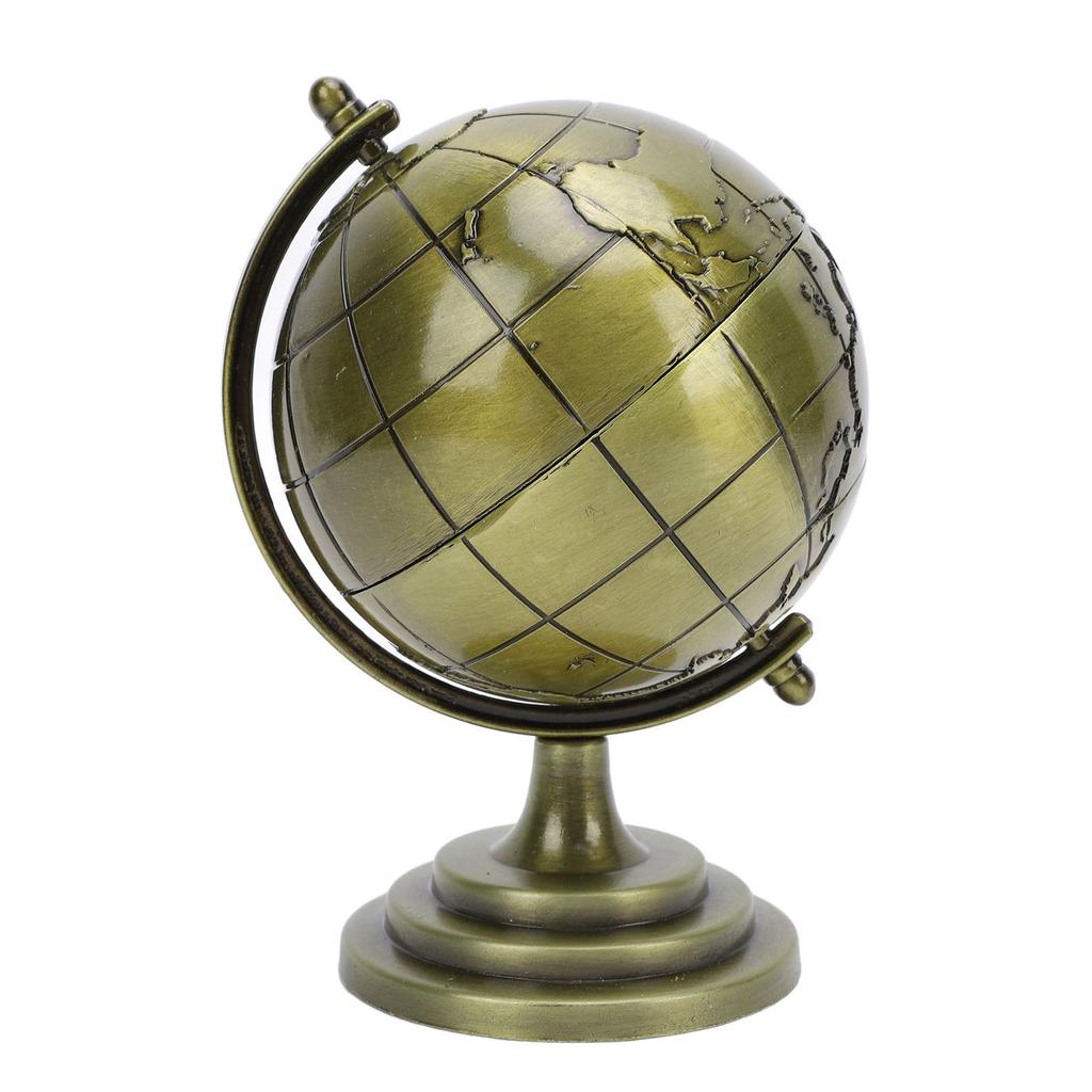 World Globe Alloy Metallic Luster and Texture 360 Degrees Rotating Educational Globe for Office Study