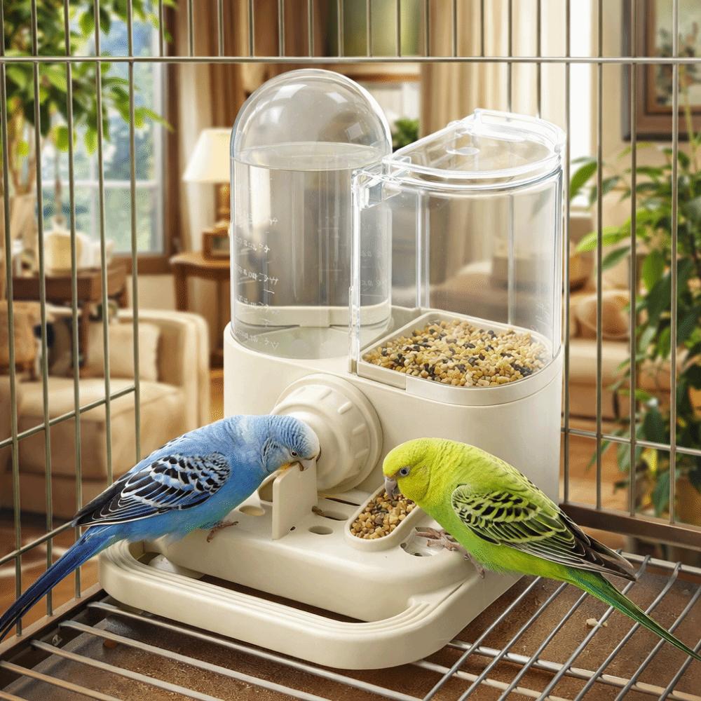 Large Capacity Automatic Bird Feeder Leak-Proof No Spill Bird Drinker Hanging Food Dispenser For Parakeets Finches Cages