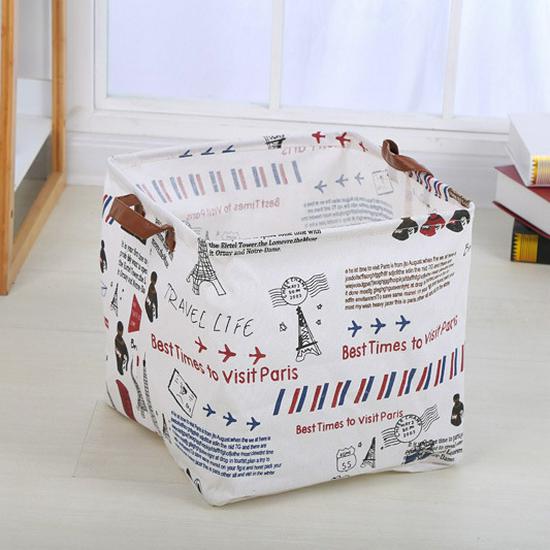 Waterproof Cotton & Linen Storage Basket - Creative, Durable Fabric Square Box for Home Use