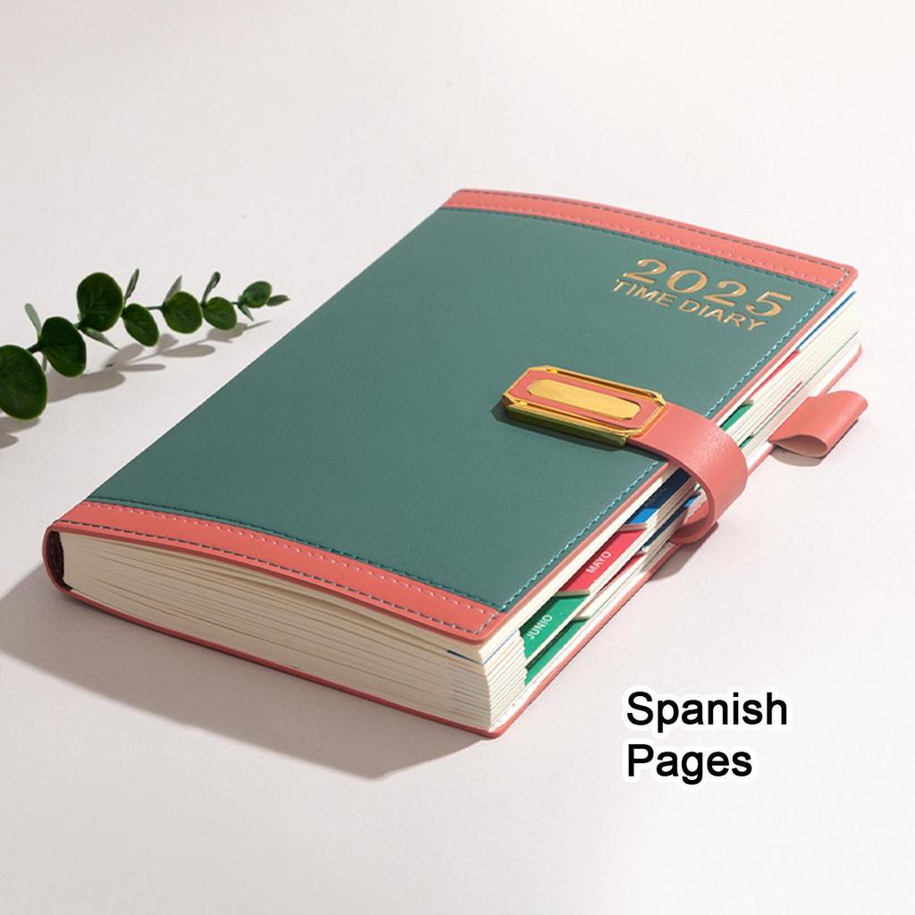 Кожаная книга учета рабочего расписания на 2025 год формата А5, страницы на английском/испанском/французском языках, ежедневник для студентов, блокнот, памятка