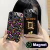 Чехол для телефона со знаком зодиака Близнецы для iPhone 17 16 15 14 13 12 11 Air Pro Max Plus Mini Стеклянный чехол MagSafe
