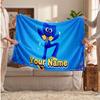 Poppy Playtime Personalized Flannel Blanket, Custom Printed Text Name, Warm Soft Blanket For Couch Bed