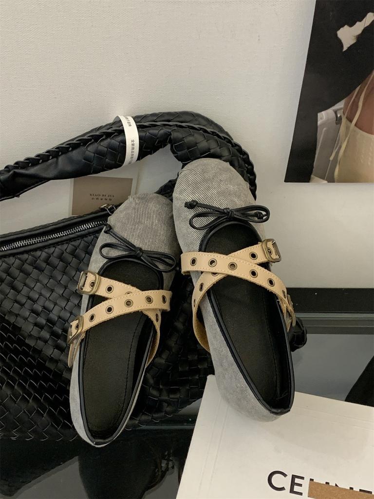 Inner Height Increase Retro Suede Bow Single Shoes Women's Shoes 2025 New Summer Ballet with Skirt Evening Shoes