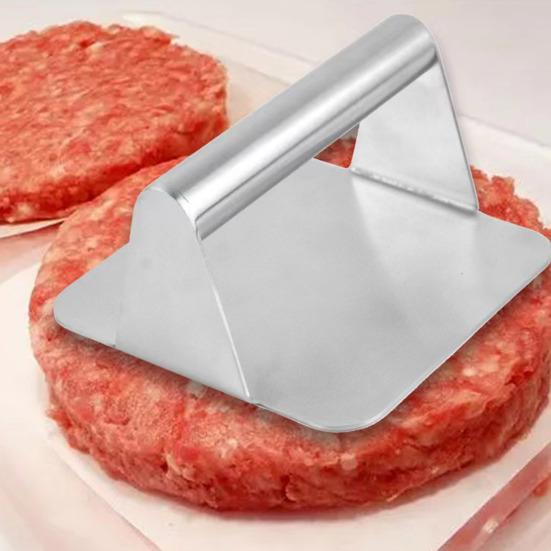 Пресс для гамбургеров из нержавеющей стали с ручкой, квадратный круглый антипригарный пищевой гриль, сковорода для мяса, бекона, стейка, гамбургера, ручной измельчитель, кухонный инструмент