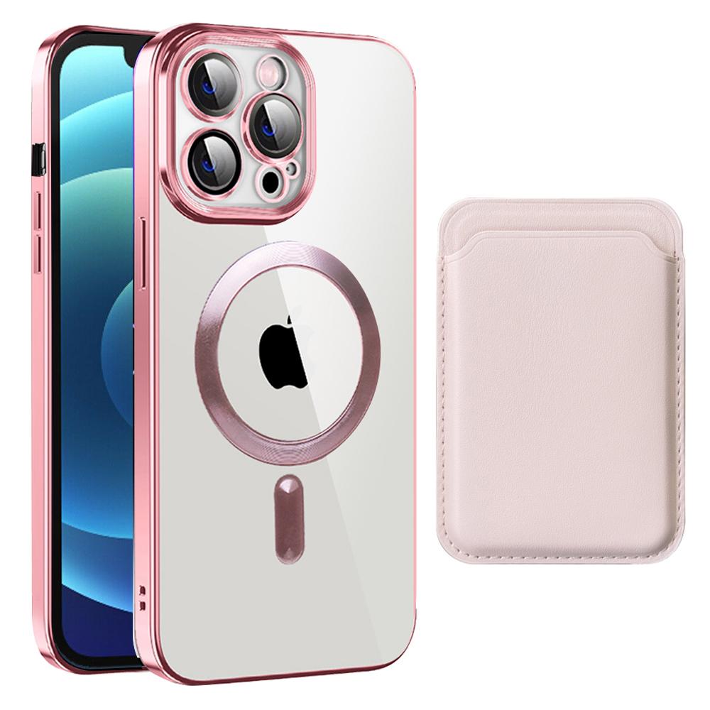 Anti-Scratch Slim Case for iPhone 12 Pro 6.1 inch TPU+PC Phone Cover Magnetic Case with Card Bag