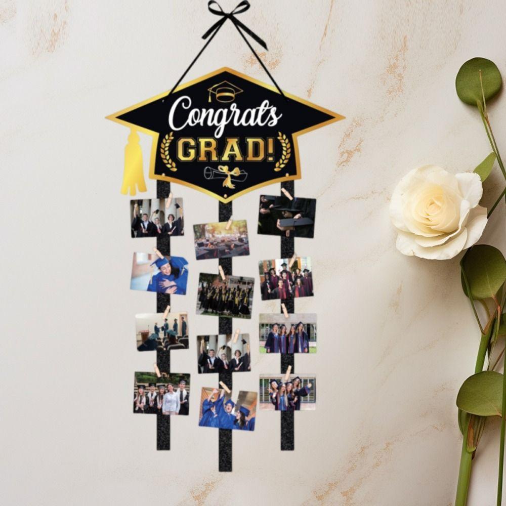 12 Clip Graduation Season Photo Frame Creativity Wall Mounted Photo Collage Frame Student Supplies