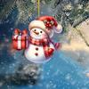 Cartoon Snowman Flat Acrylic Pendants Christmas Tree Ornament Car Decoration Merry Christmas New Year